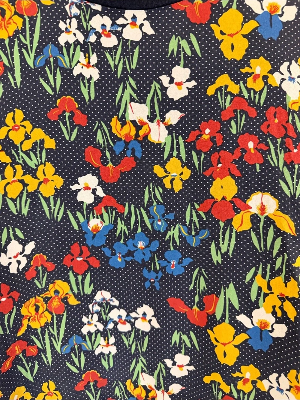 Tory Burch Kayla Floral Linen Tee XS Navy Multicolor Short Sleeve